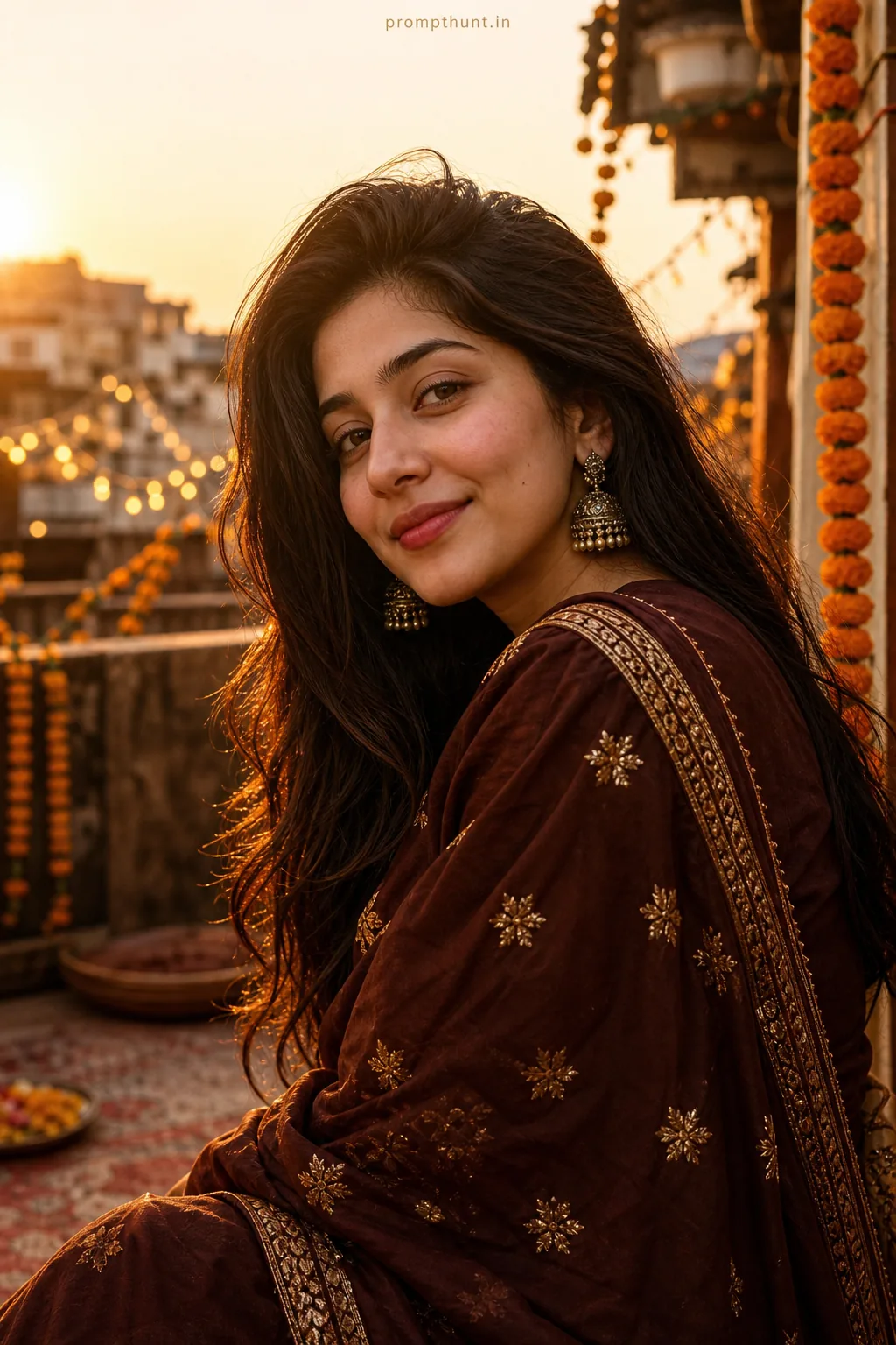 Vibrant Indian Festive Street Portrait AI Photo Editing Prompt