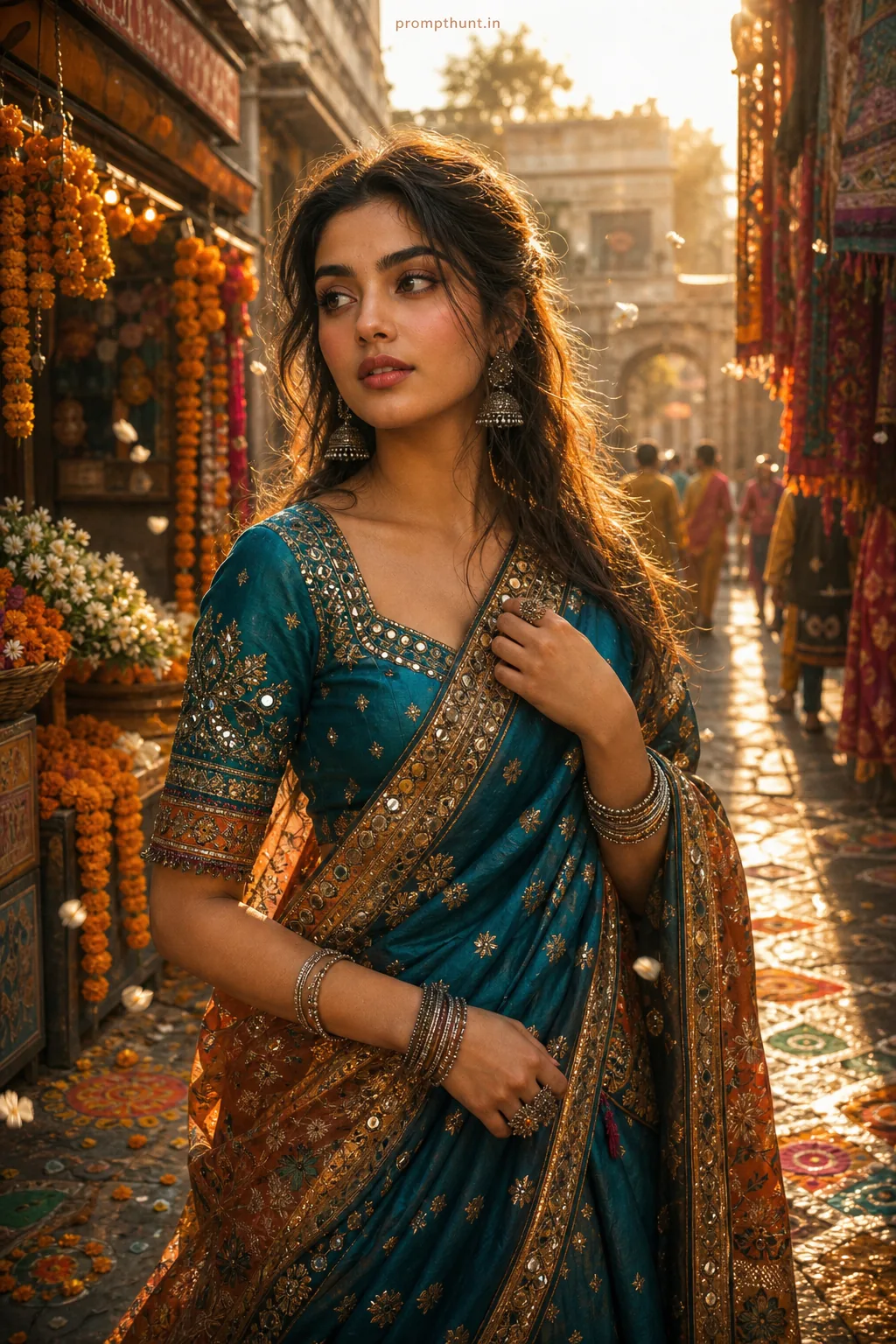 Vibrant Indian Street Festival Digital Painting AI Photo Editing Prompt