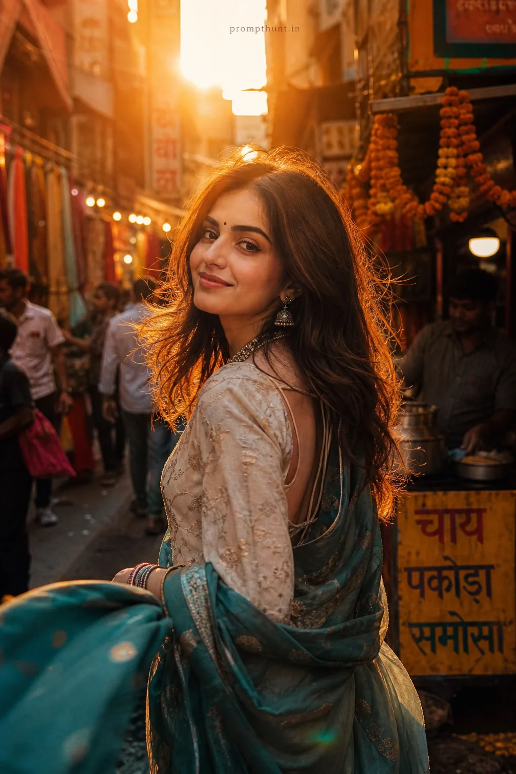 Vibrant Indian Street Selfie AI Photo Editing Prompt
