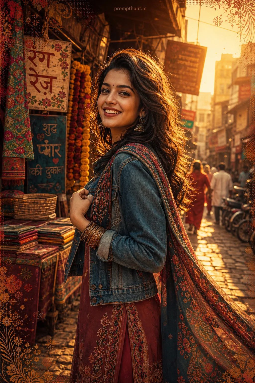 Vibrant Indian Street Stylized Art AI Photo Editing Prompt