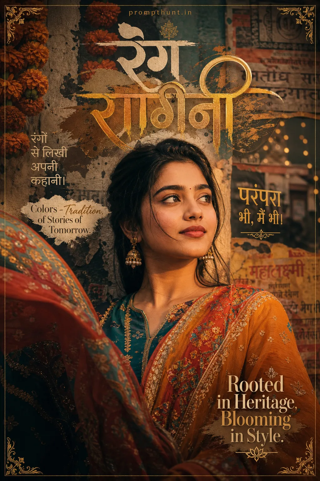 Vibrant Indian Typography Art Portrait AI Photo Editing Prompt