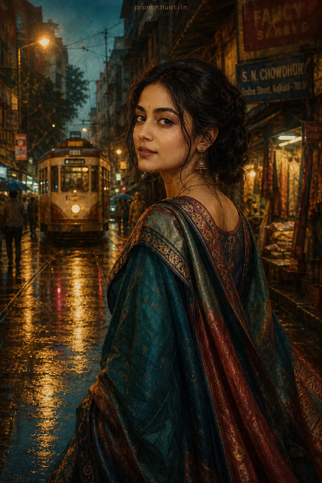 Vibrant Monsoon Street Fashion AI Photo Editing Prompt