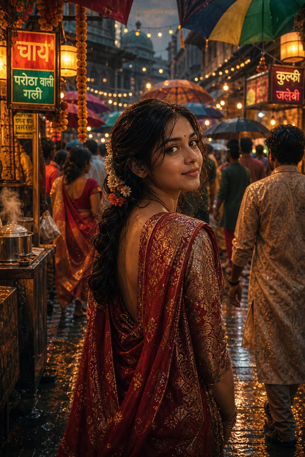 Vibrant Monsoon Street Festival Theme AI Photo Editing Prompt