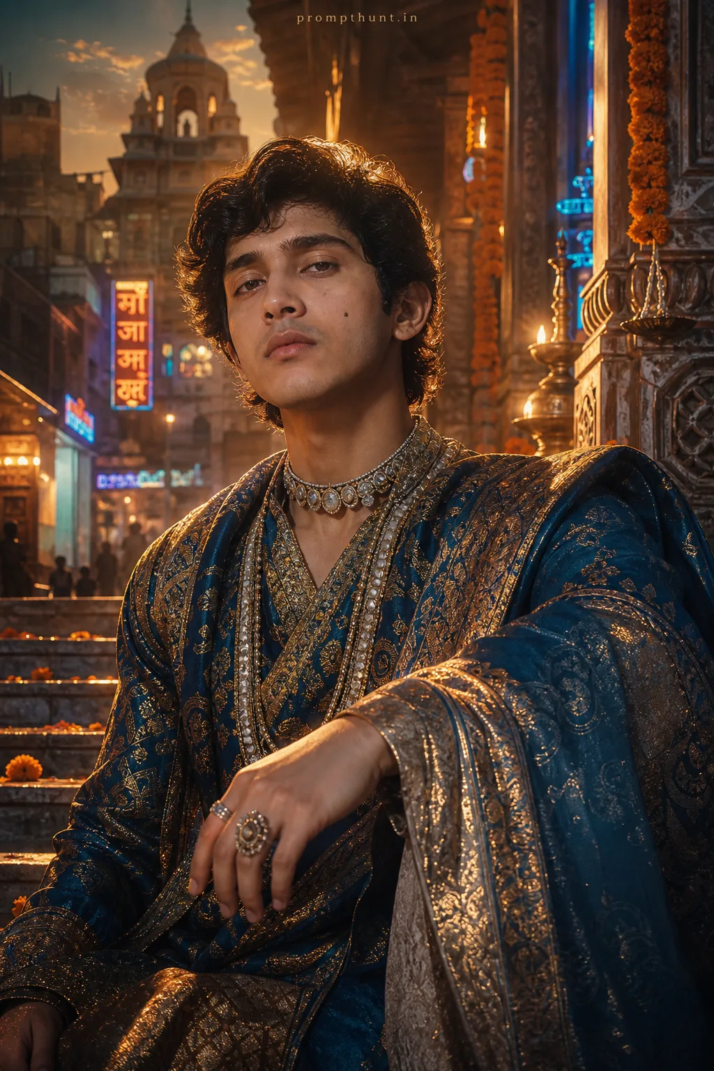 Vibrant Mythic Indian Character Design AI Photo Editing Prompt