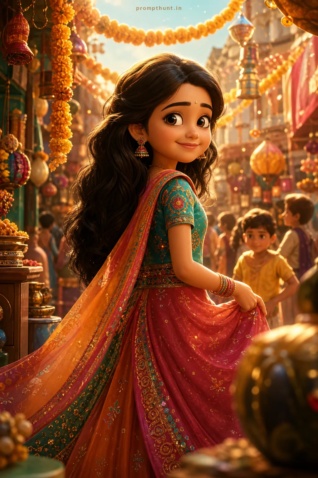 Vibrant Pixar-Style Indian Portrait AI Photo Editing Prompt