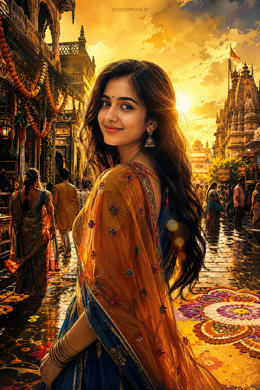 Vibrant South Asian Fan Art AI Photo Editing Prompt