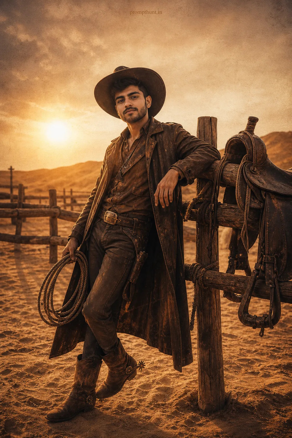 Vintage Dusty Cowboy Aesthetic AI Photo Editing Prompt