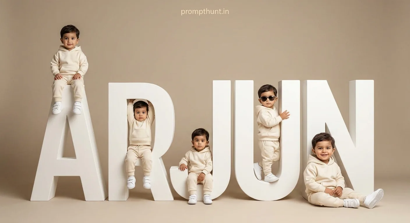 Viral Baby Name Block Portrait Studio AI Photo Editing Prompt