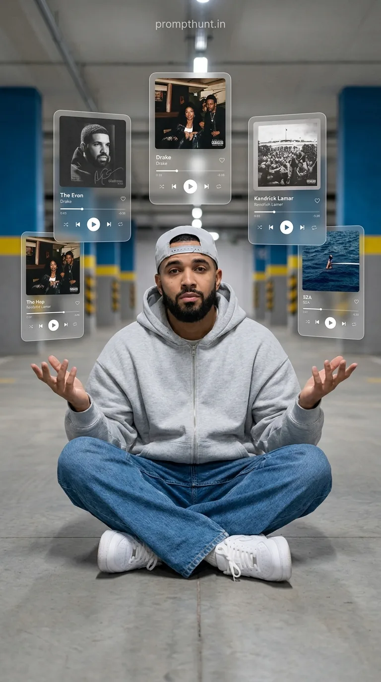 Viral Floating Music Player AR Effect AI Photo Editing Prompt