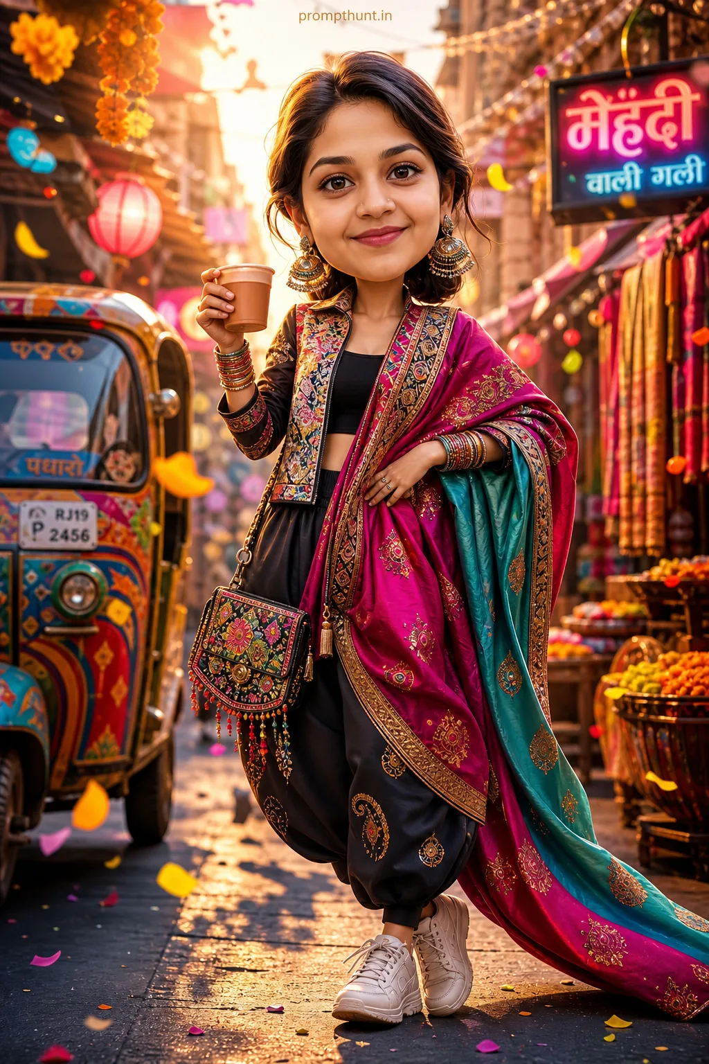 Vivid 3D Caricature Street Style AI Photo Editing Prompt